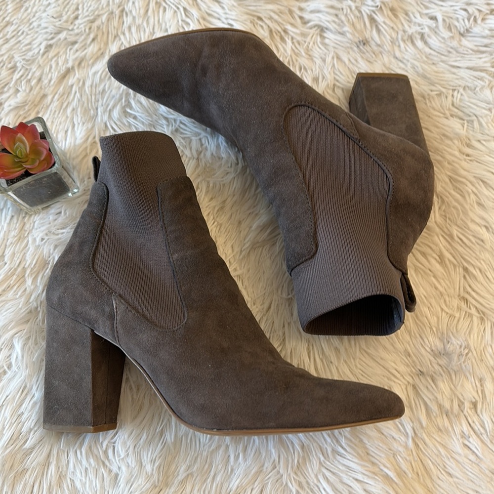 Steve Madden Richter Grey Brown Sock Ankle heel suede bootie women size 9 - Picture 5 of 8
